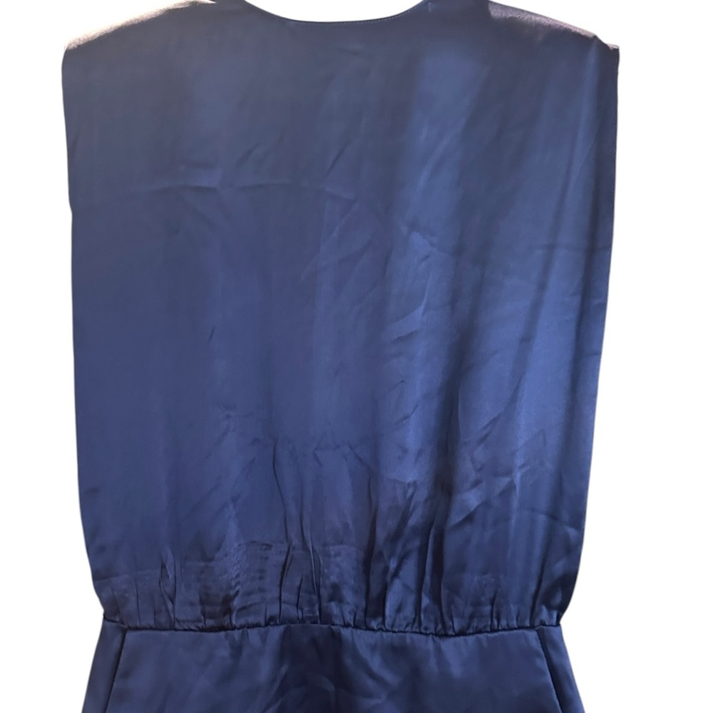 Amanda Uprichard New York 100% Silk Navy Blue Dress Women’s S/M Asymmetrical Hem - Picture 7 of 13
